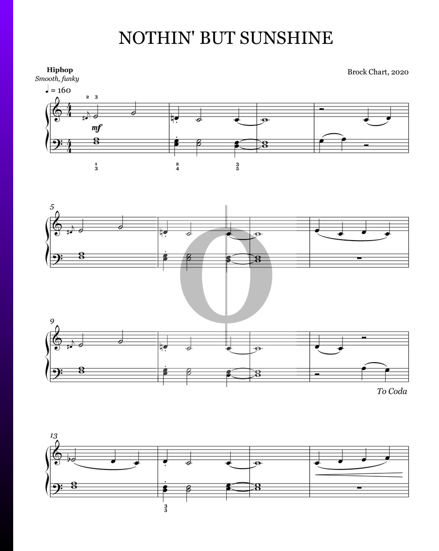 Nothin' But Sunshine (Brock Chart) Piano Sheet Music - OKTAV