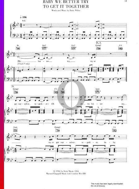 Baby We Better Try To Get It Together Partitura