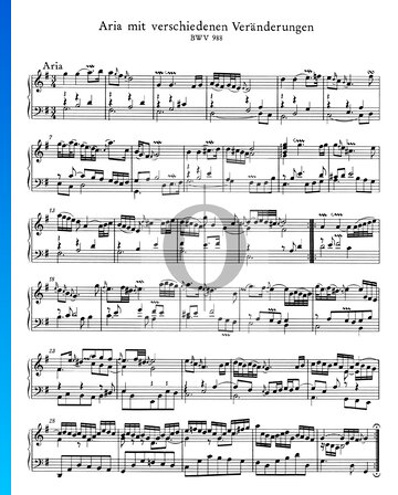 Goldberg Variationen, BWV 988: 1. Aria Musik-Noten