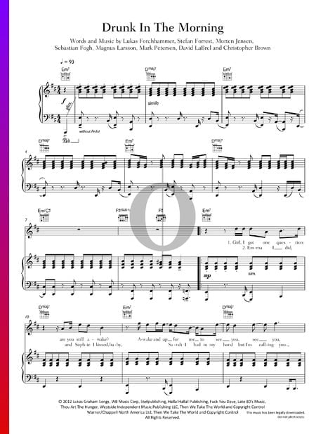 Drunk In The Morning Musik-Noten