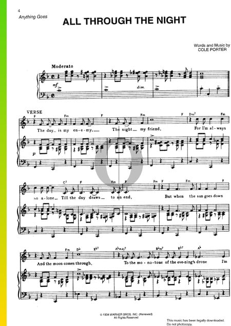 All Through The Night Musik-Noten