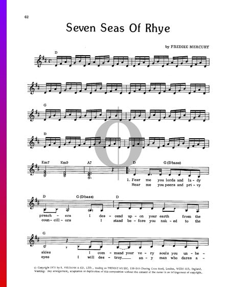 Seven Seas Of Rhye Sheet Music