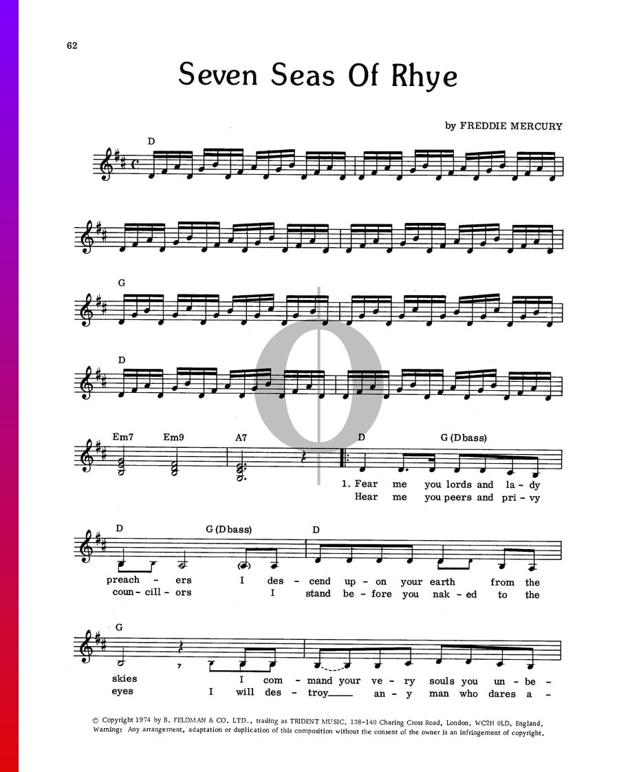 Seven Seas Of Rhye » Queen Partitions de piano OKTAV