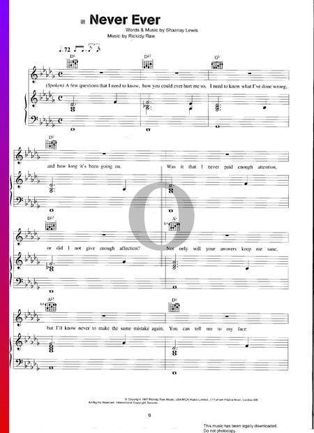 Never Ever Musik-Noten