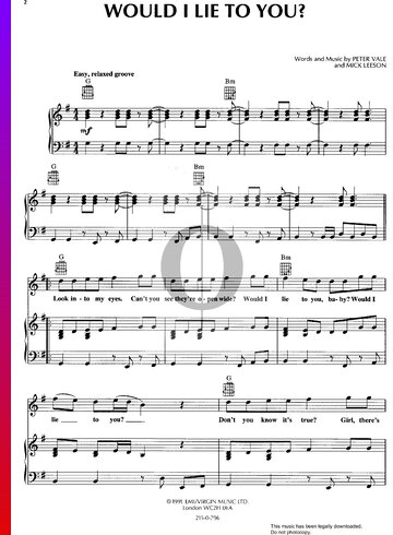 Would I Lie To You Sheet Music