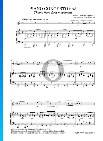 Partition Concerto pour piano n° 3, op. 30 : 1. Allegro ma non tanto (Thème)