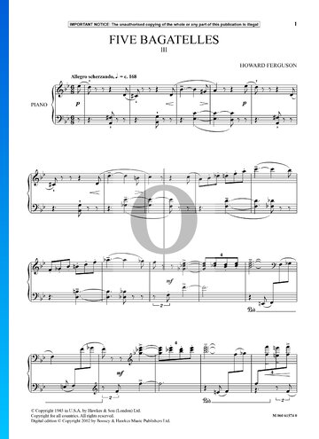 5 Bagatelles, Op. 9: No. 3. Allegro scherzando Partitura
