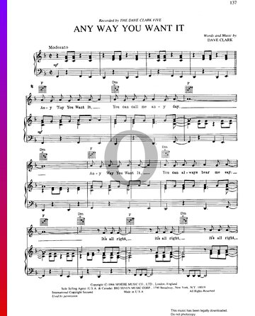 Any Way You Want It Sheet Music