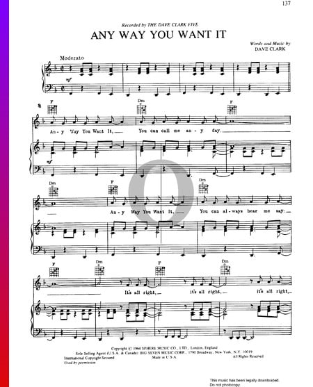 Any Way You Want It Sheet Music