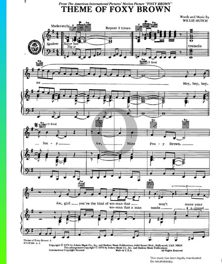 Foxy Brown Theme Musik-Noten