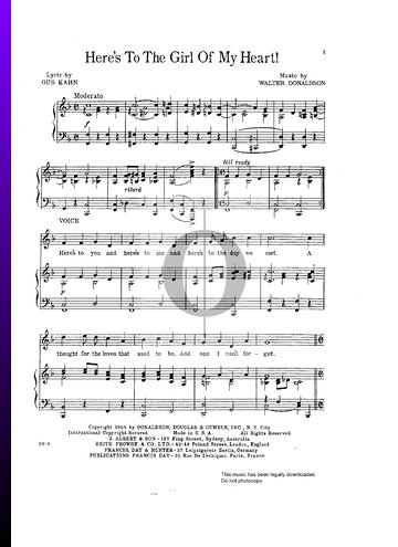 Here's To The Girl of My Heart Sheet Music