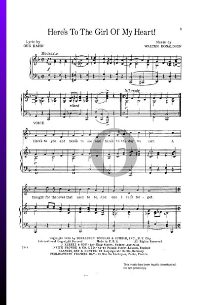 Here's To The Girl of My Heart Sheet Music