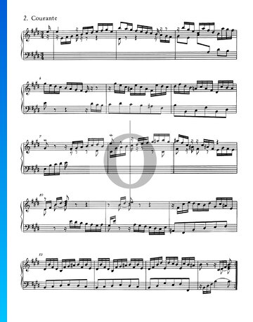 Suite francesa n.º 6 en mi mayor, BWV 817: 3. Courante Partitura