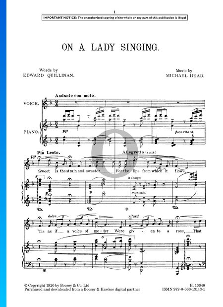On a lady singing Sheet Music