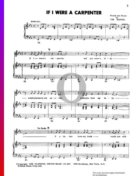 If I Were A Carpenter Musik-Noten