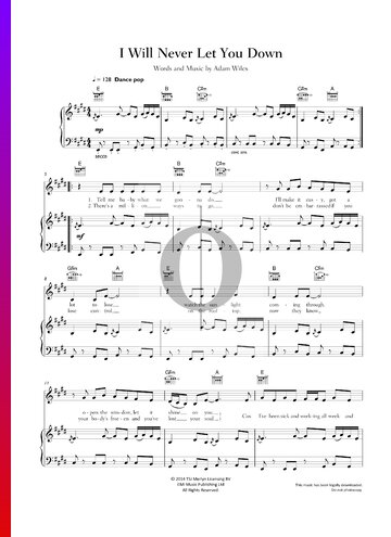 I Will Never Let You Down Sheet Music