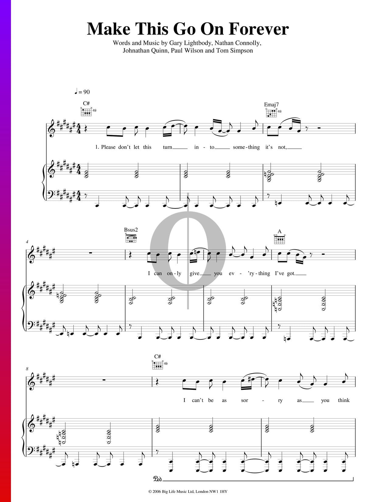 Resonar Impulso celebracion Make This Go On Forever Partitura » Snow Patrol (Piano, Guitarra, Voz) |  Descarga PDF - OKTAV