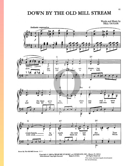 Down By The Old Mill Stream Sheet Music