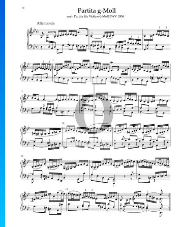 Partition Partita en Sol mineur, BWV 1004: 1. Allemanda