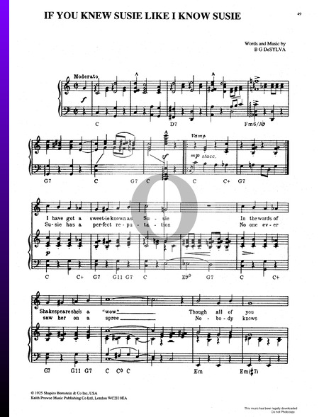 If You Knew Susie Like I Know Susie Sheet Music