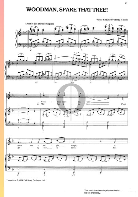 Woodman, Spare That Tree Sheet Music