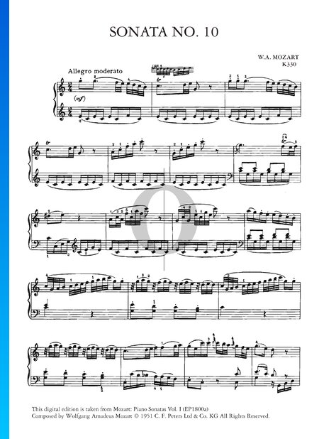 Piano Sonata No. 10 C Major, KV 330 (300h): 1. Allegro moderato