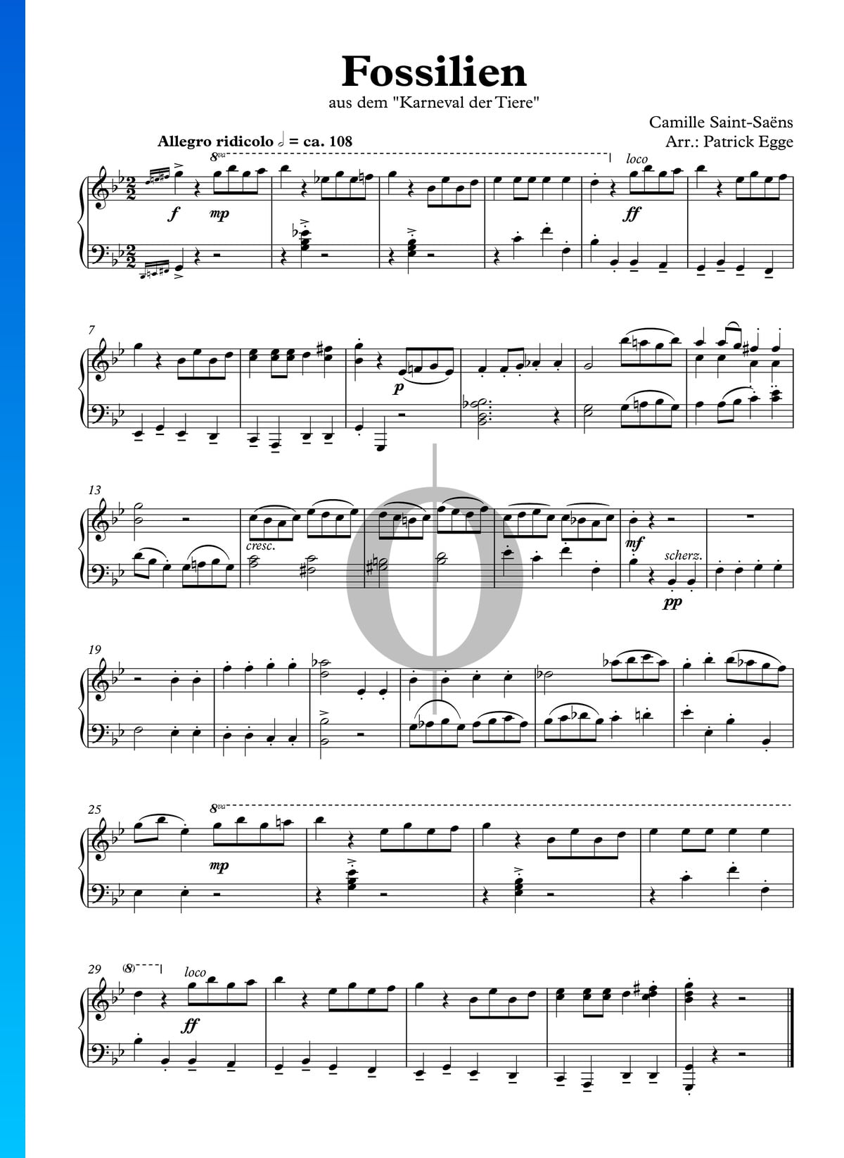 The Carnival Of The Animals Fossils (Camille SaintSaëns) Piano Sheet