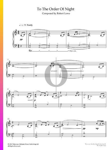 To The Order Of Night Sheet Music
