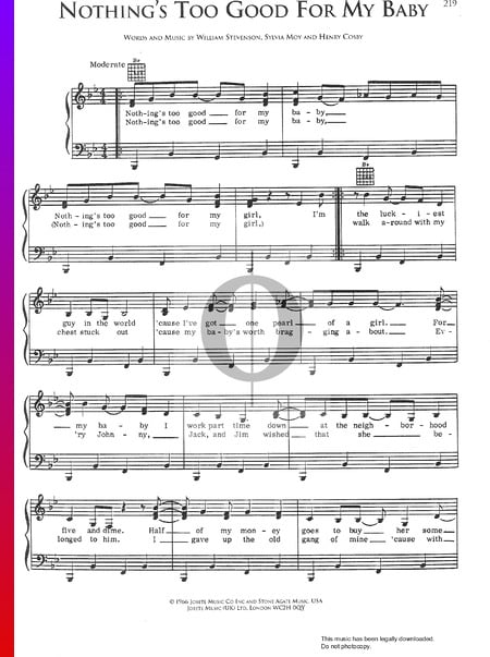 Nothing's Too Good For My Baby Musik-Noten