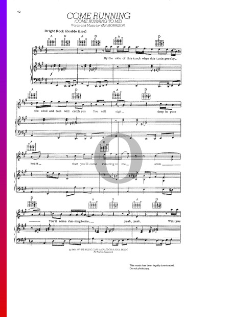 Come Running Musik-Noten
