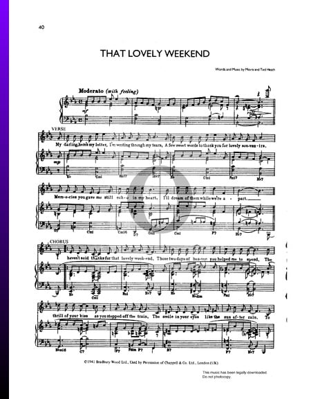 That Lovely Weekend Sheet Music