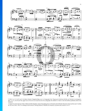Sonata en sol mayor, Op. 78 - D894: 2. Andante Partitura