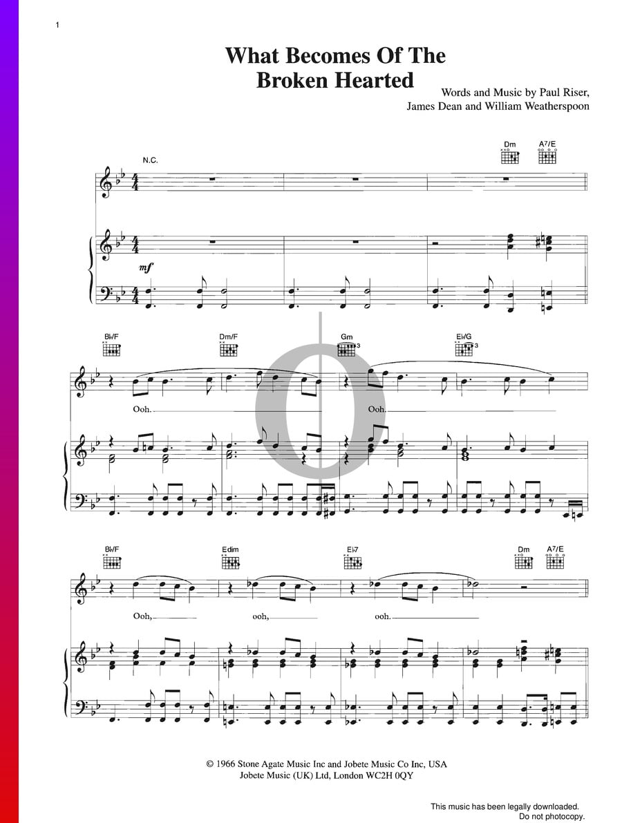 What Becomes Of The Broken Hearted (Jimmy Ruffin) Piano Sheet Music - OKTAV
