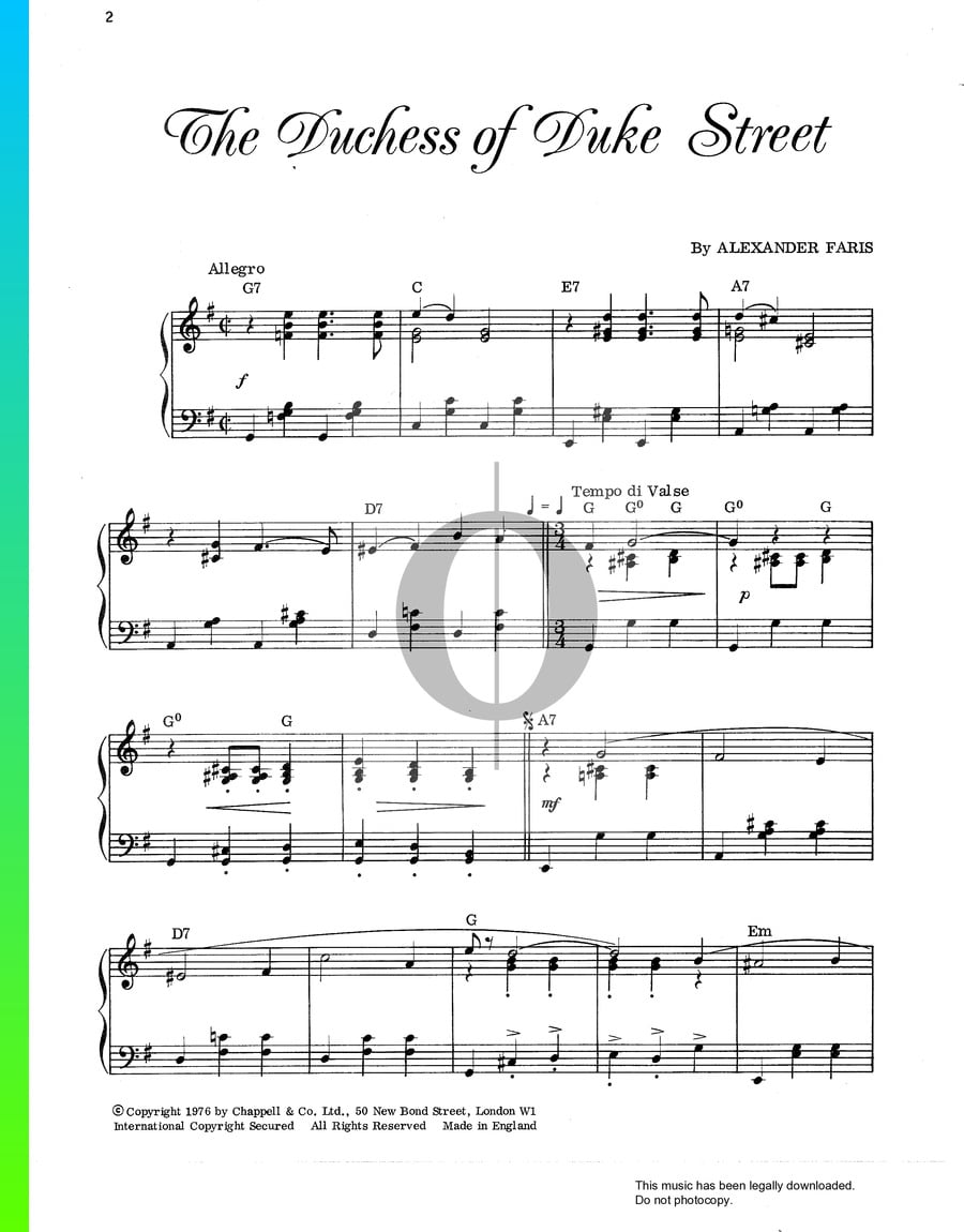 The Duchess Of Duke Street Piano Sheet Music from The Duchess Of Duke