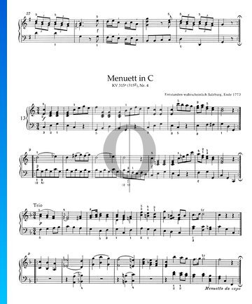Menuett in C-Dur, KV 315a (315g), Nr. 4 Musik-Noten