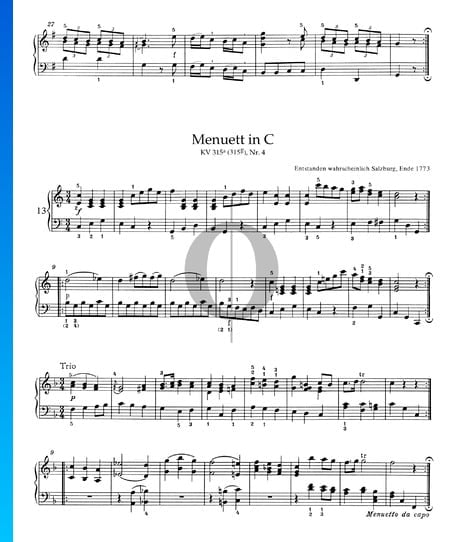 Minuet in C Major, KV 315a (315g), No. 4