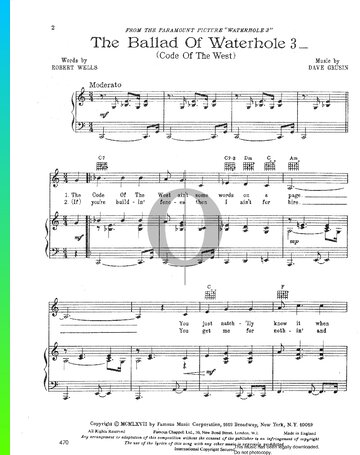The Ballad of Waterhole 3 (Code Of The West) Sheet Music