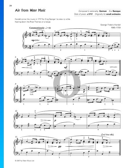 Música acuática, HWV 348: 6. Aire Partitura