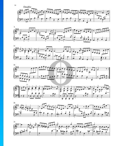 Partita in e-Moll, BWV 1002: 8. Double Musik-Noten
