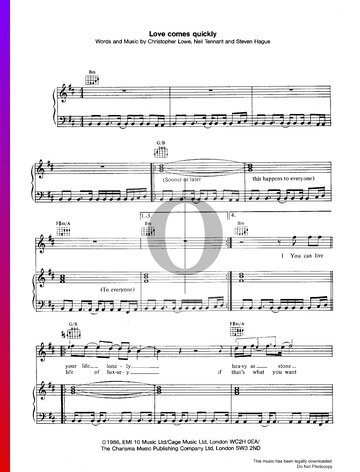 Love Comes Quickly Sheet Music