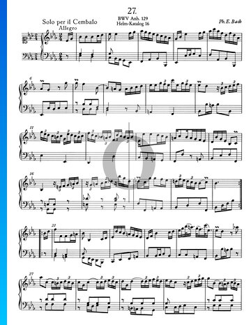 Solo para clavecín en mi bemol mayor, BWV Anh. 129 Partitura