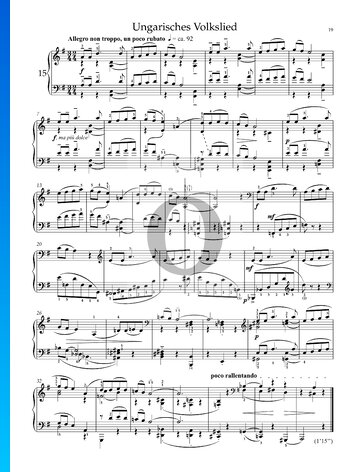 Three Hungarian Folk Tunes BB 80b, Sz. 66: No. 2 Allegro non troppo, un poco rubato Sheet Music