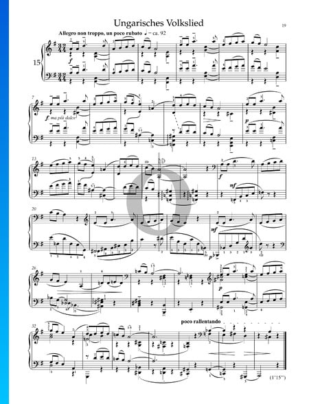 Three Hungarian Folk Tunes BB 80b, Sz. 66: No. 2 Allegro non troppo, un poco rubato Sheet Music