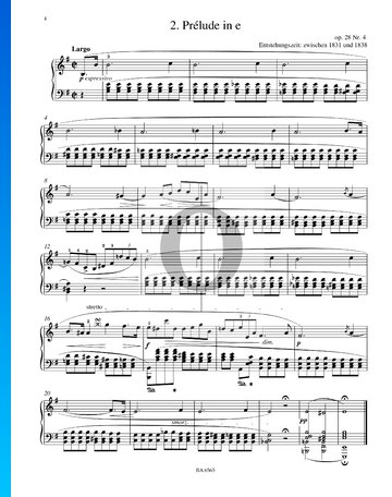 Preludio en mi menor, Op. 28 n.º 4 Partitura