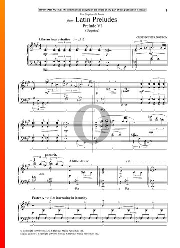 Latin Preludes 1: Prelude 6 (Beguine) Sheet Music
