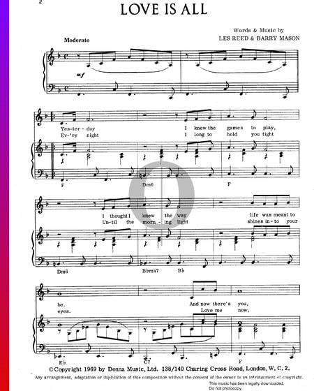 Love Is All Musik-Noten