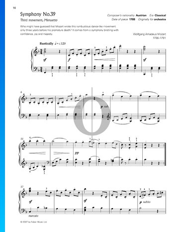 Sinfonie Nr. 39 in Es-Dur, KV 543: 3. Menuetto Allegretto (Trio) Musik-Noten