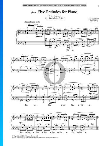5 Preludes: No. 3 in D-flat Major Sheet Music