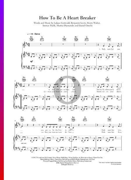 How To Be A Heart Breaker Sheet Music