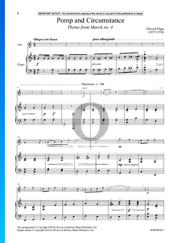 Pomp and Circumstance, Op. 39: Marsch Nr. 4 (Thema) Musik-Noten